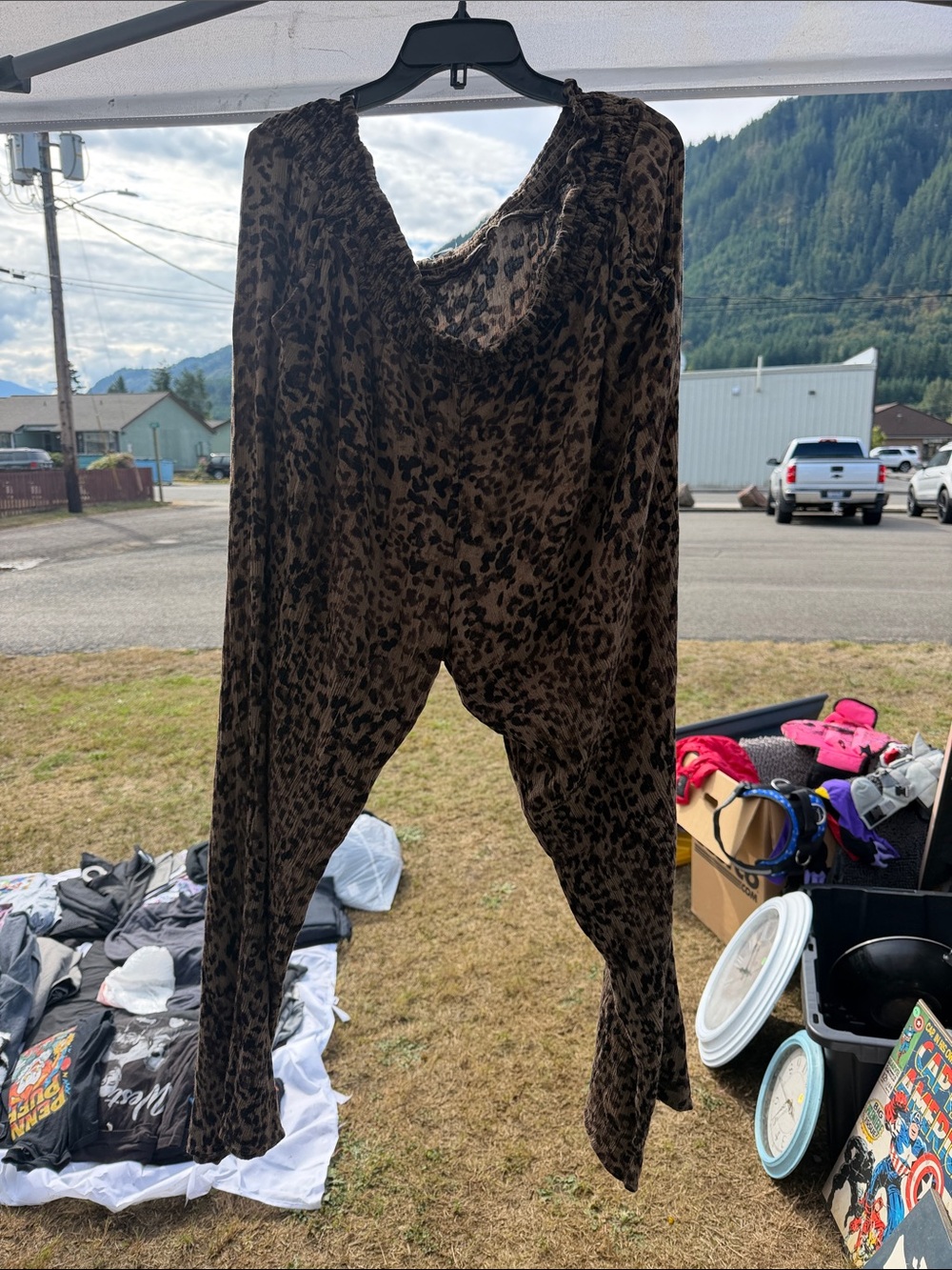 Maurices Brown Leopard Print Wide Leg Jumpsuit Pants